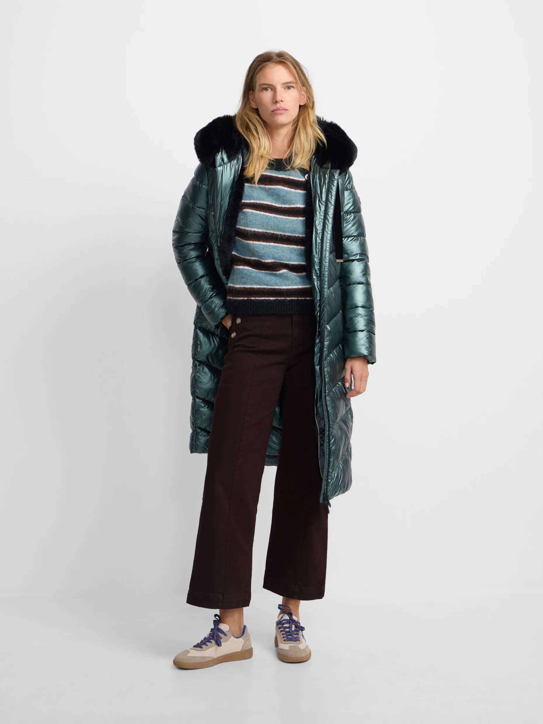 Parka larga acolchada verde