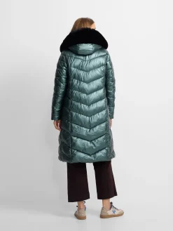 Parka larga acolchada verde