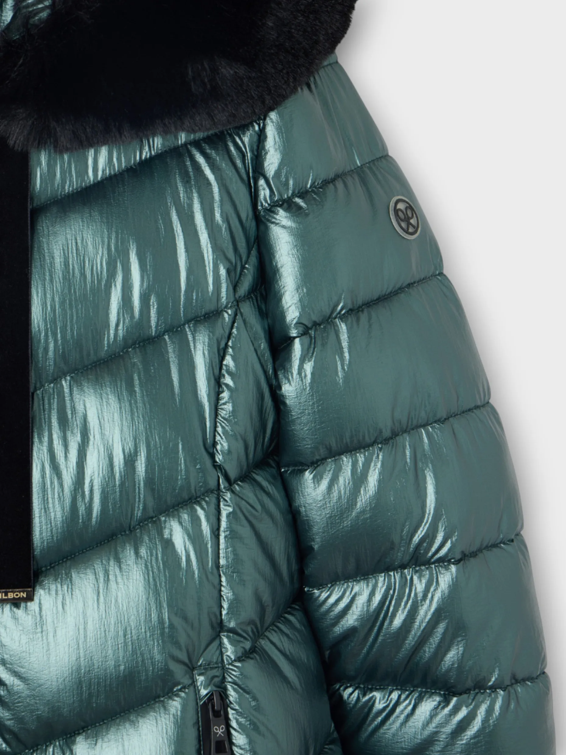 Parka larga acolchada verde