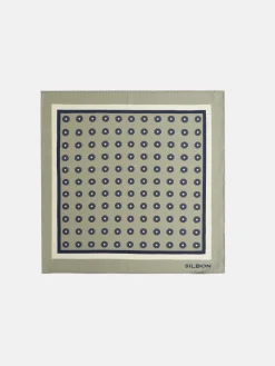 Pañuelo geometrico borde rayado khaki