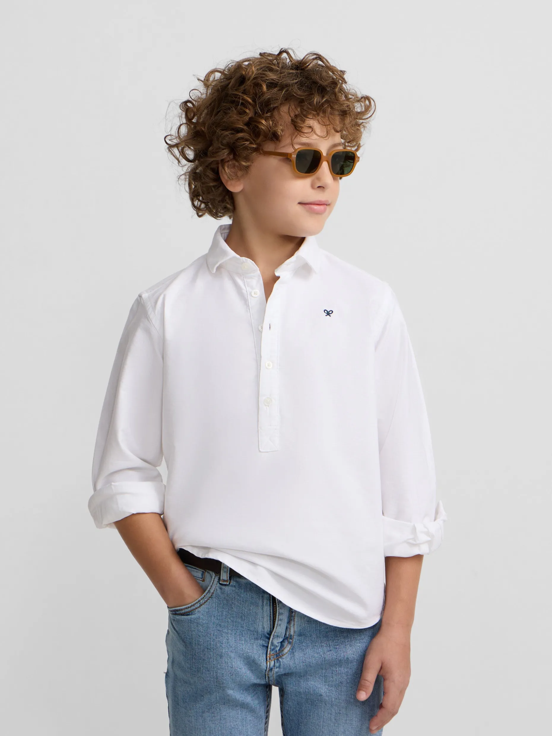 Polera sport kids clasica oxford blanca