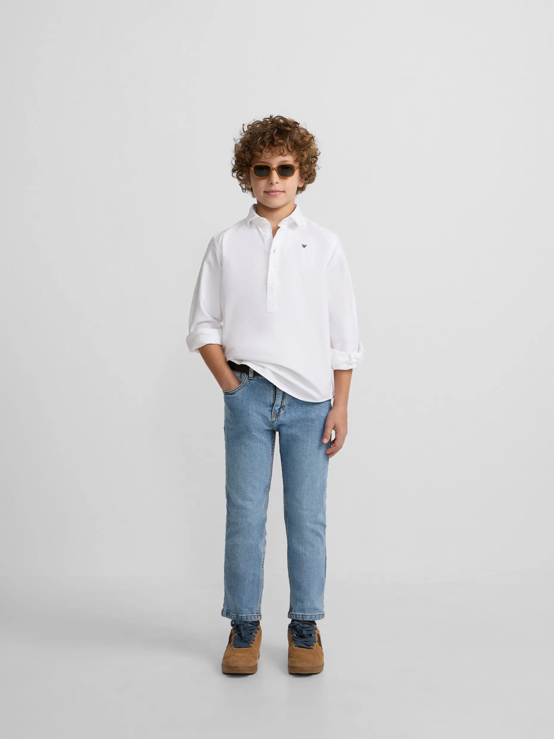 Polera sport kids clasica oxford blanca