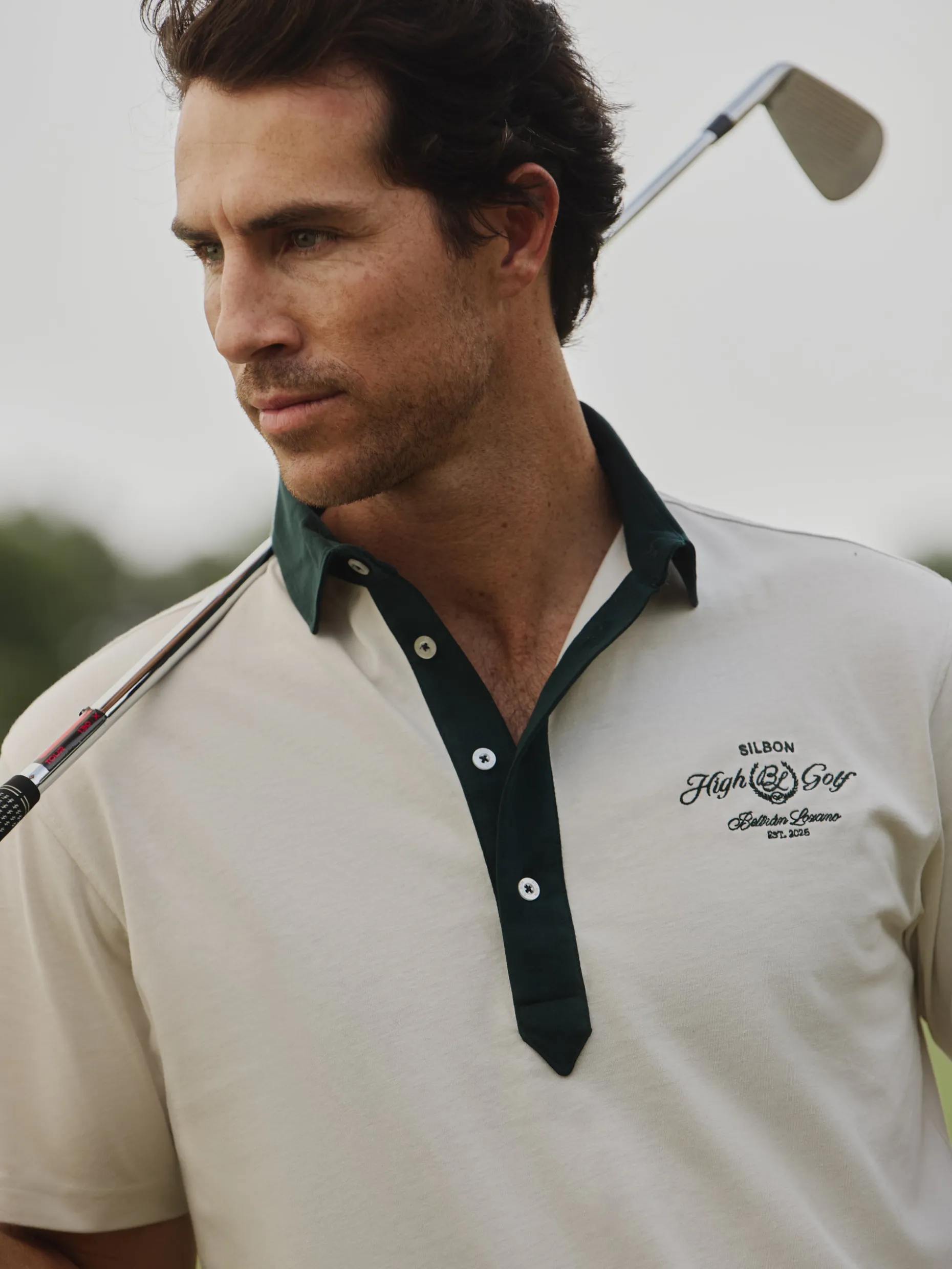 Polo Beltran Lozano bolsillo bicolor blanco