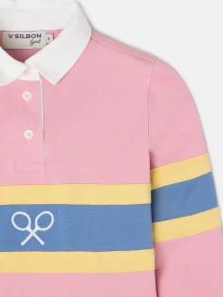 Polo girl manga larga raqueta rosa