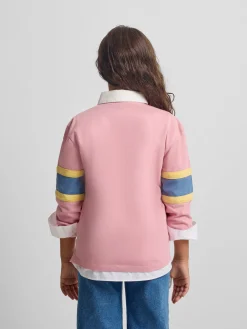 Polo girl manga larga raqueta rosa