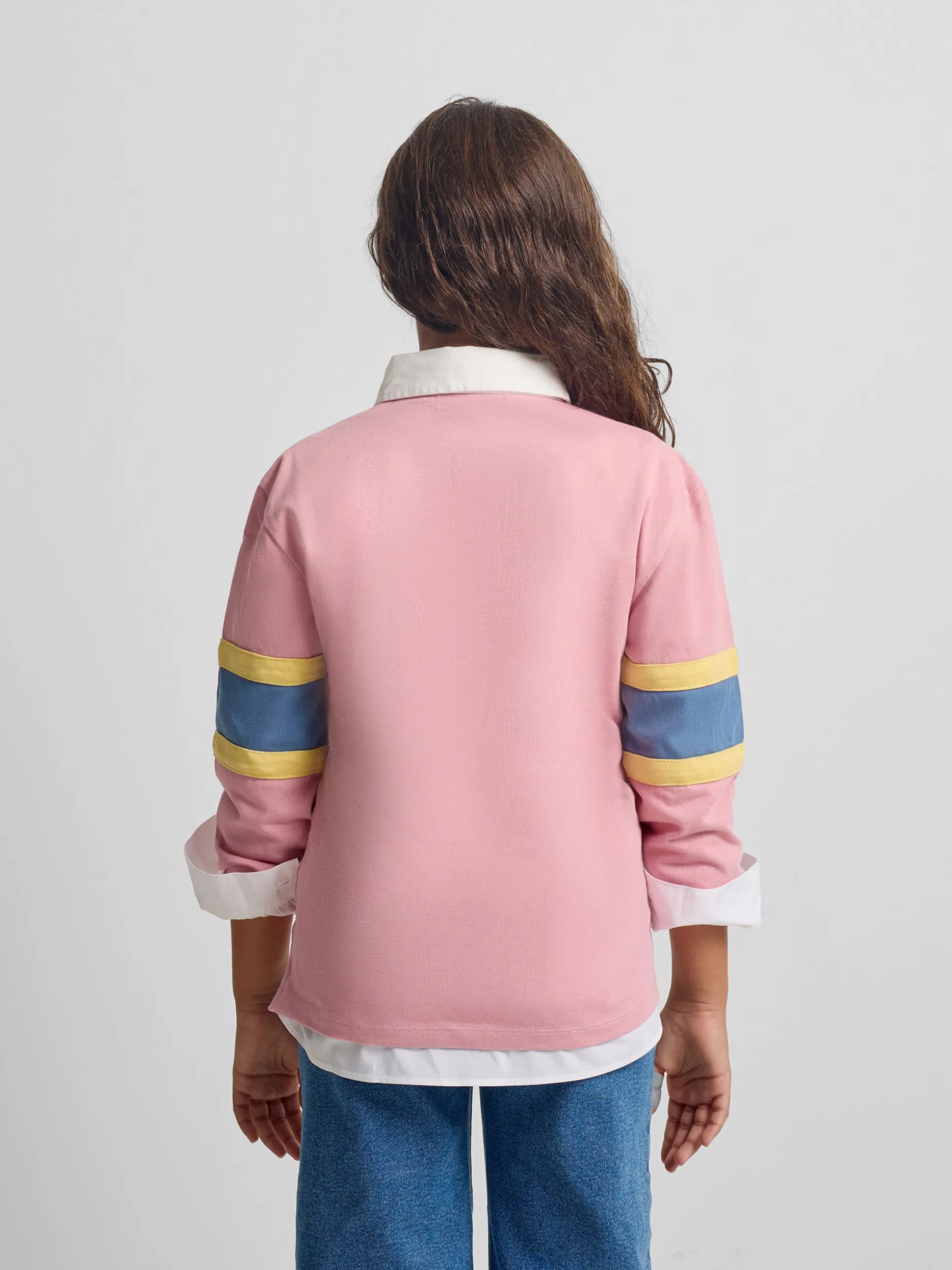 Polo girl manga larga raqueta rosa