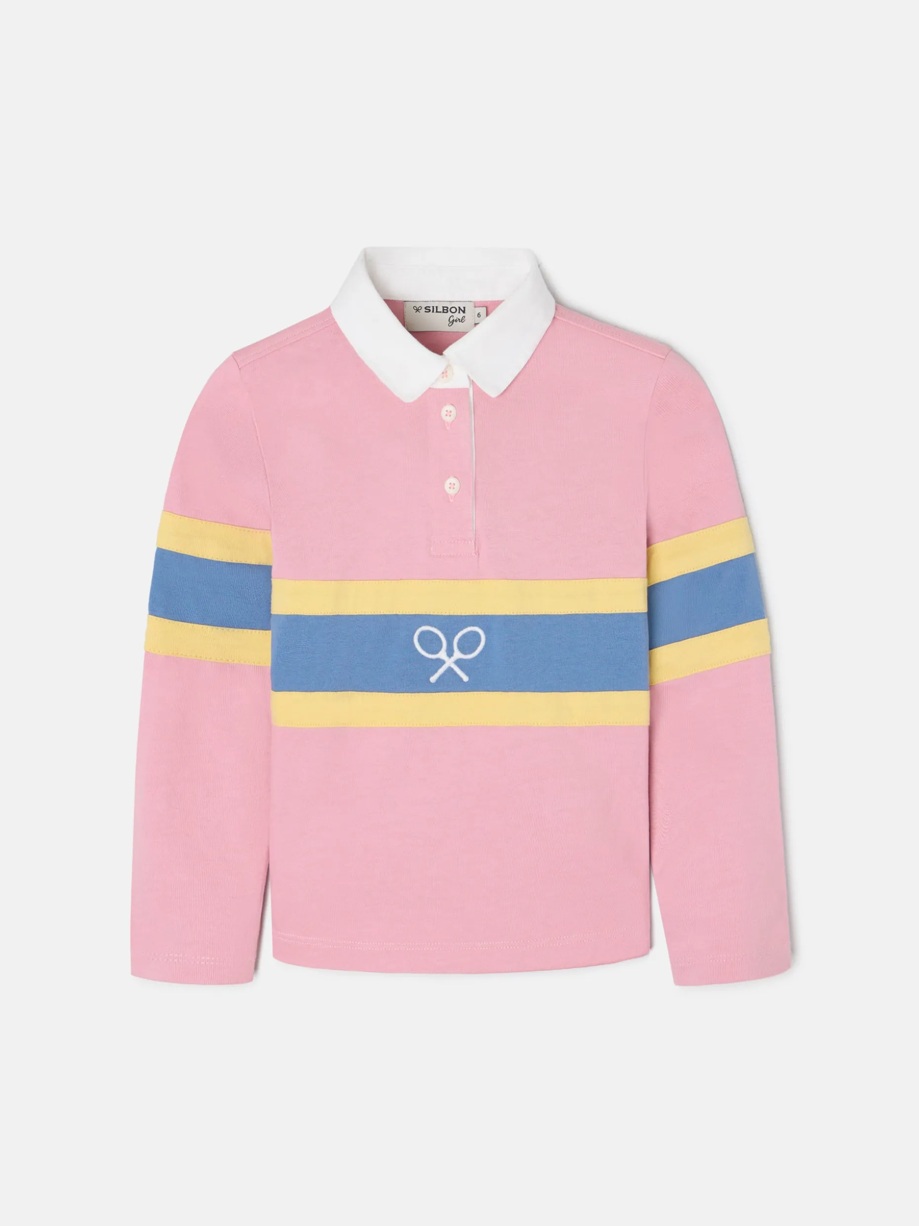 Polo girl manga larga raqueta rosa
