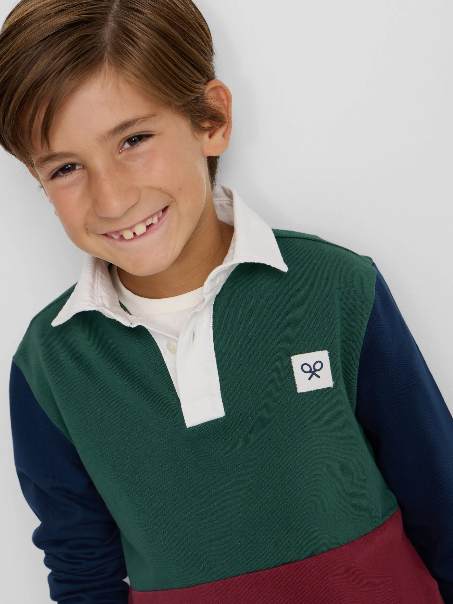 Polo kids clasico rugby multicolor burdeos