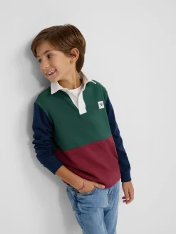 Polo kids clasico rugby multicolor burdeos