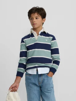 Polo kids clasico rugby rayas verdes