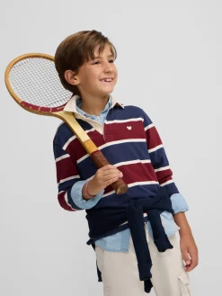 Polo kids clasico rugby rayas burdeos