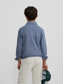 Polo kids manga larga bolsillo azul