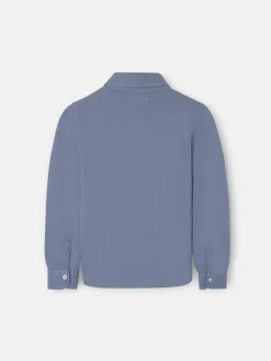 Polo kids manga larga bolsillo azul