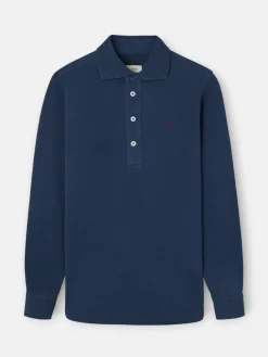 Polo liso manga larga azul marino