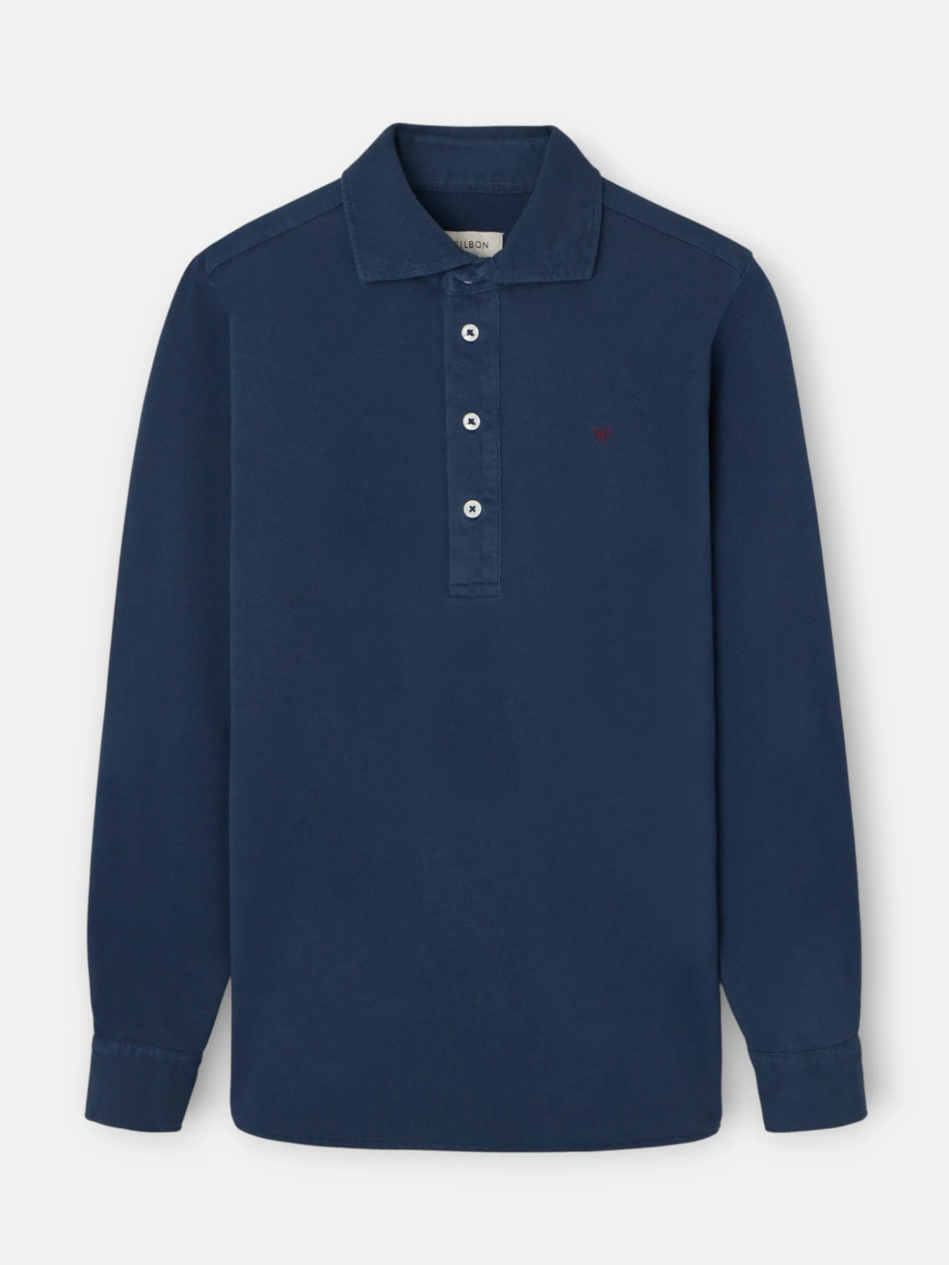 Polo liso manga larga azul marino