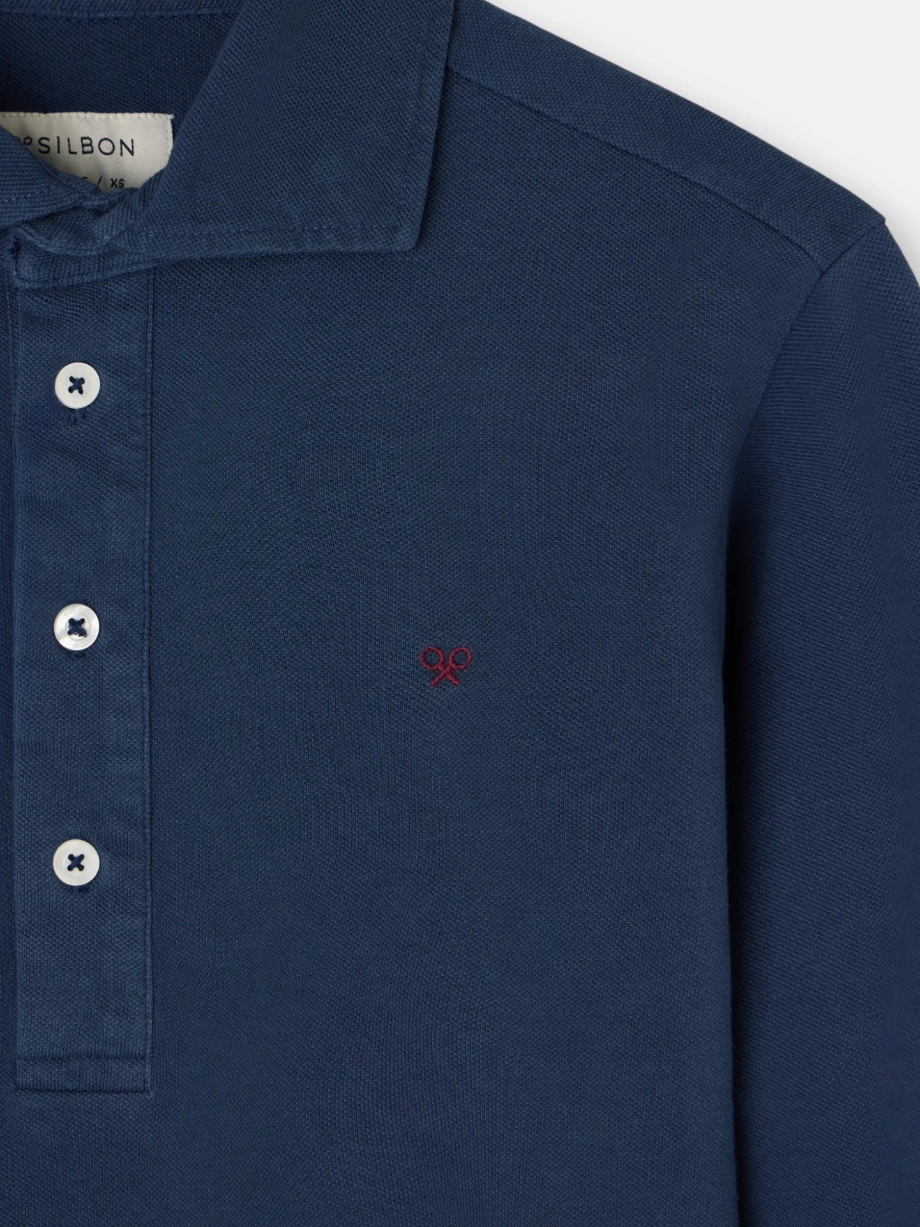 Polo liso manga larga azul marino