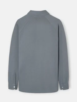 Polo liso manga larga ranglan gris oscuro