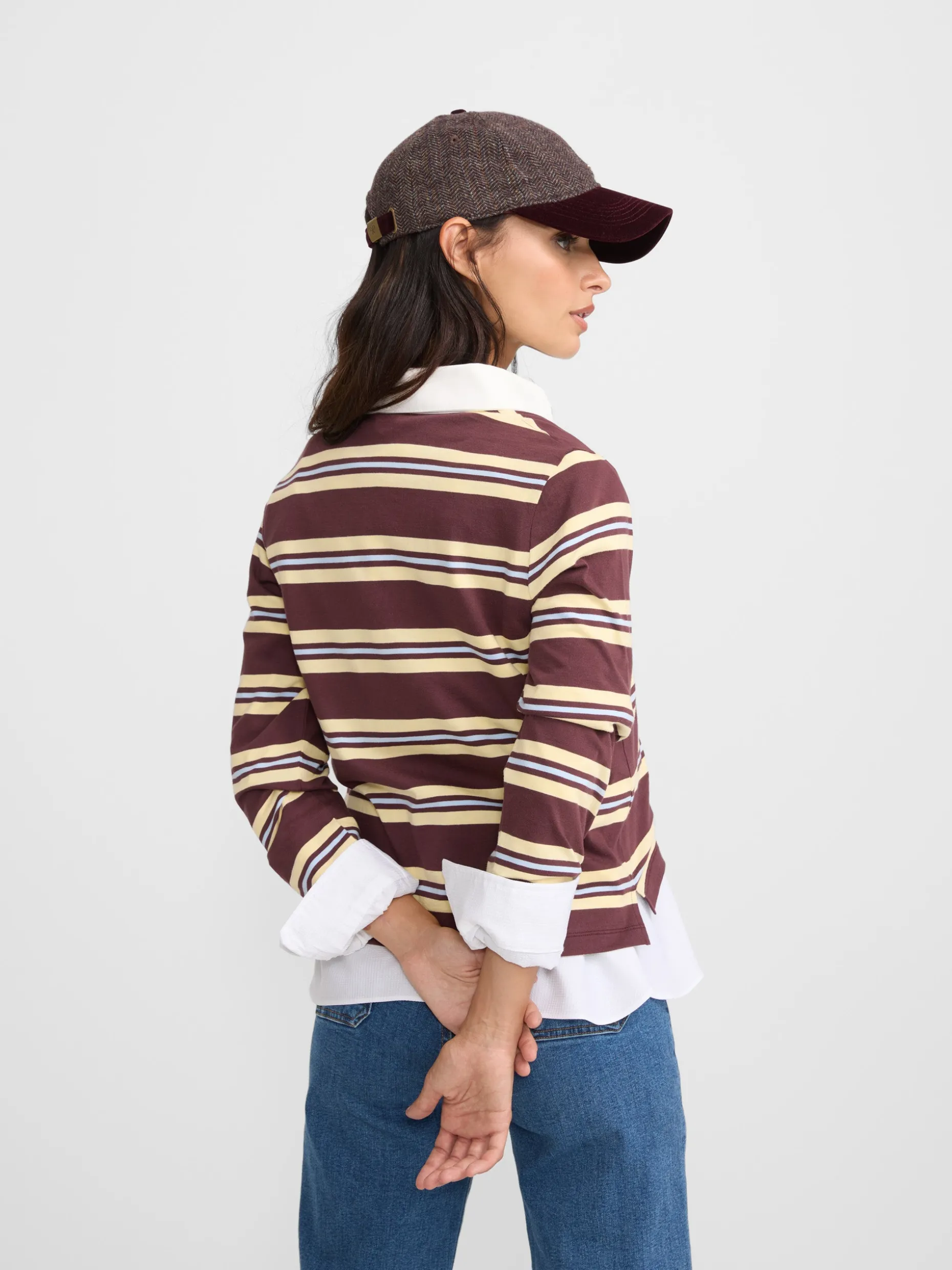 Polo woman rayas burdeos y amarillo