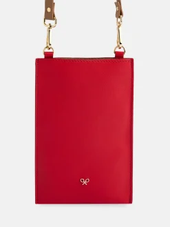Portamovil piel bolsillo rojo y marron