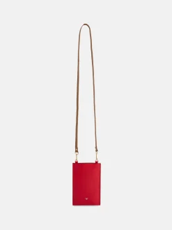 Portamovil piel bolsillo rojo y marron