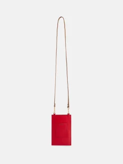 Portamovil piel bolsillo rojo y marron