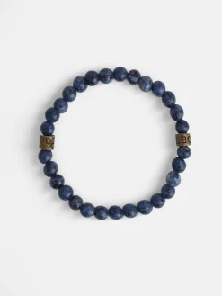 Pulsera piedras redondas azul marino