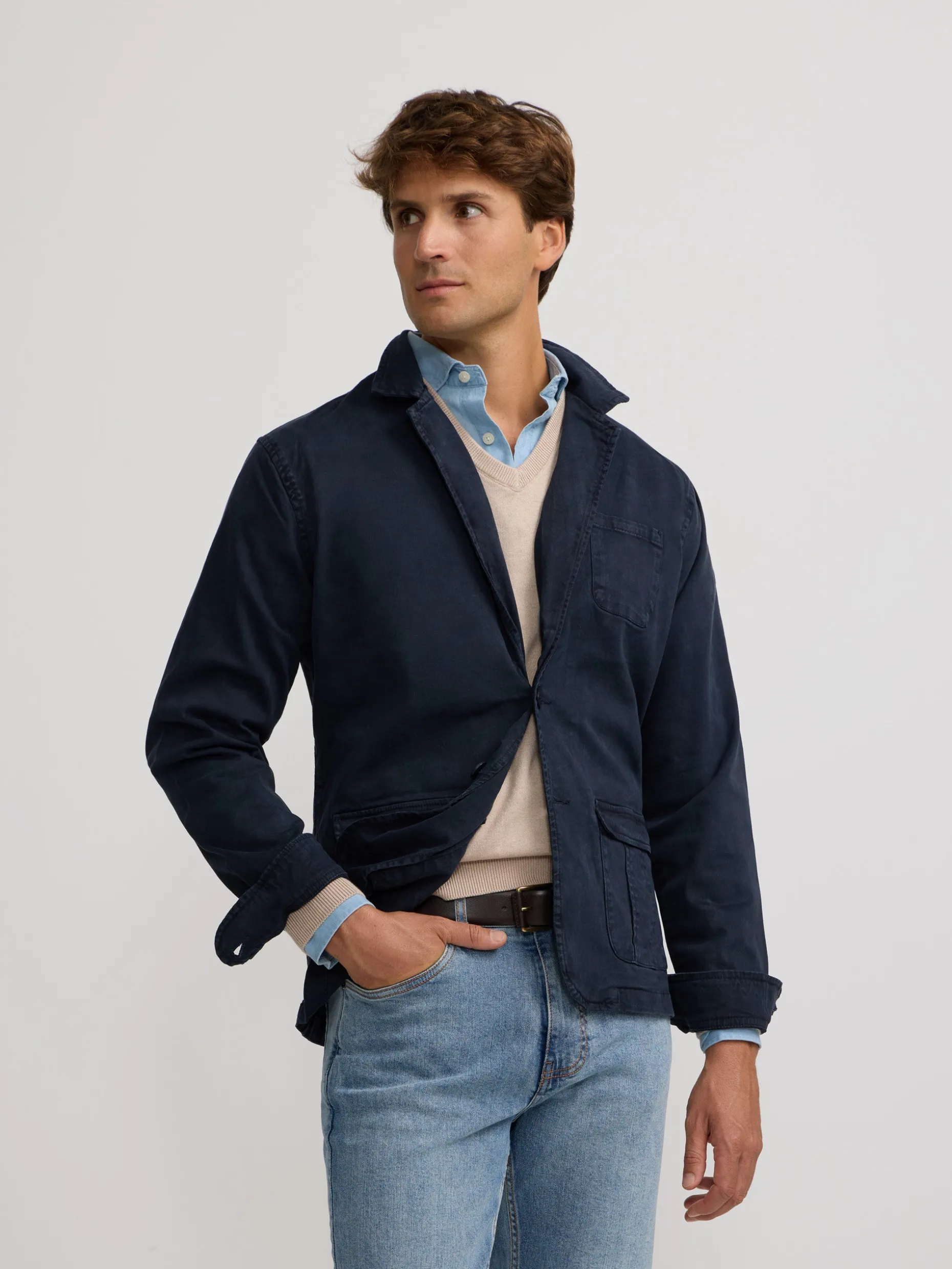 Semiblazer casual azul marino