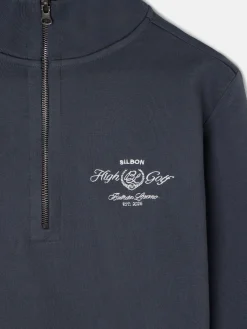 Sudadera Beltran Lozano cremallera media azul marino
