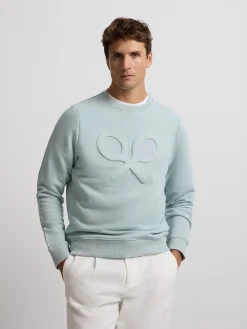 Sudadera clasica logo relieve verde agua