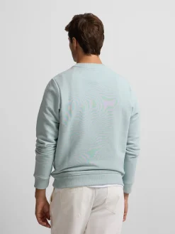 Sudadera clasica logo relieve verde agua