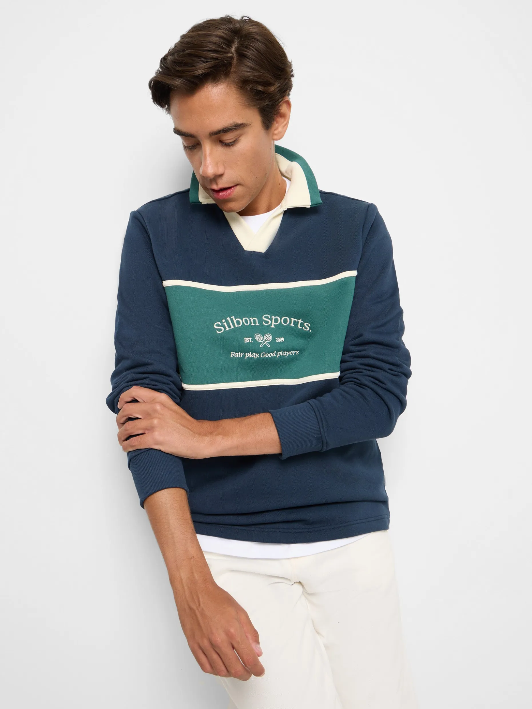Sudadera cuello polo silbon sports marino