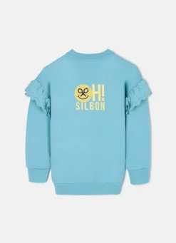 Sudadera girl detalles mangas celeste