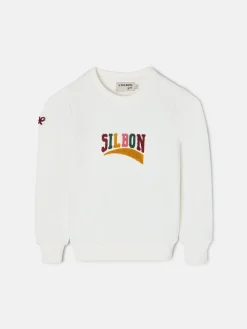 Sudadera girl letras silbon cruda
