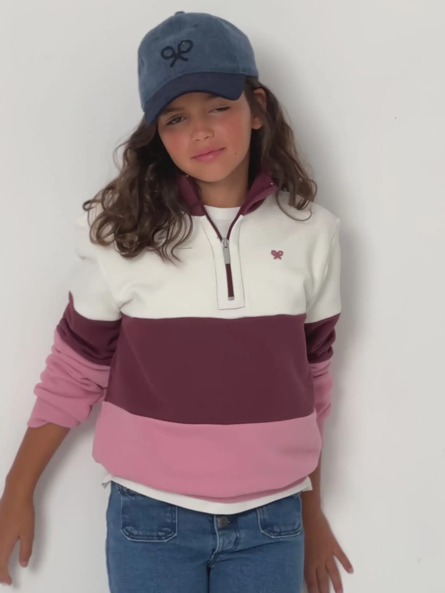 Sudadera girl tricolor rosa y blanca