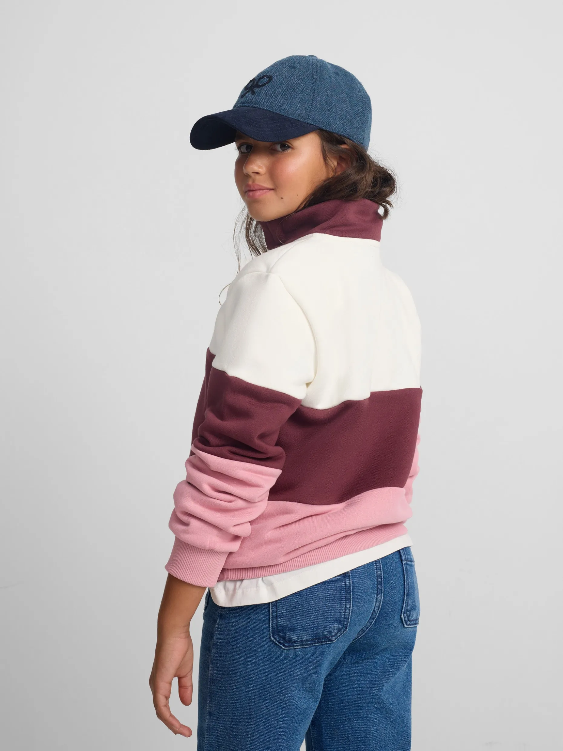 Sudadera girl tricolor rosa y blanca