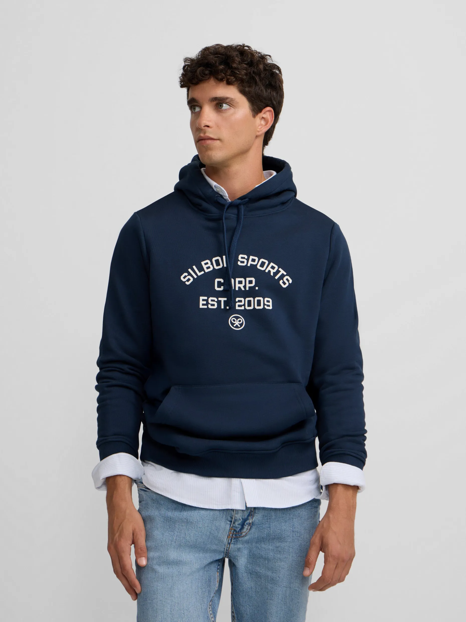 Sudadera hoodie Silbon sports azul marino