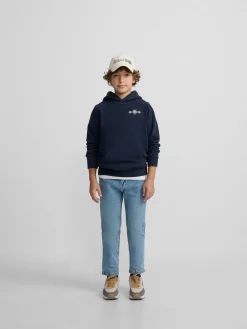 Sudadera kids hoodie cordon etnico azul marino