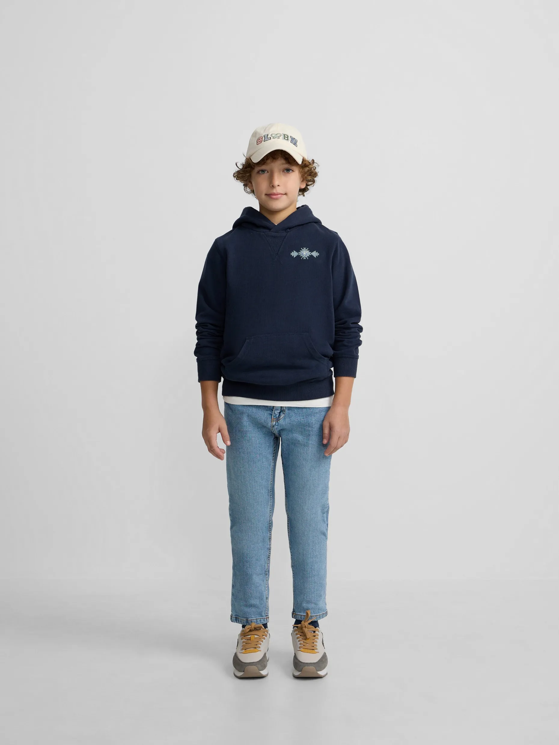 Sudadera kids hoodie cordon etnico azul marino