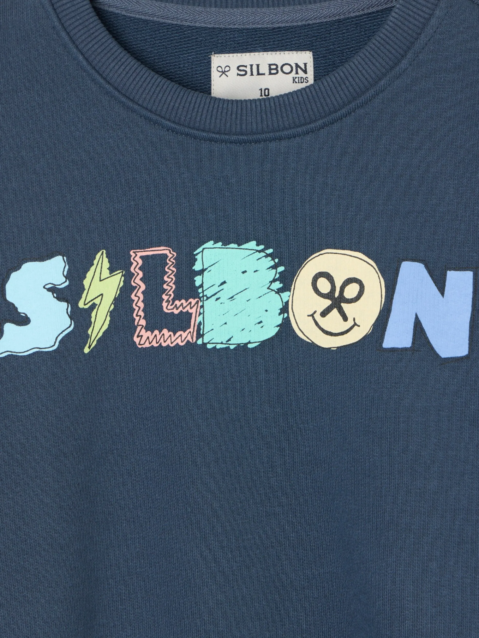 Sudadera kids letras silbon azul marino