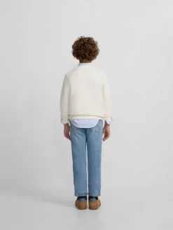 Sudadera kids letras silbon crema