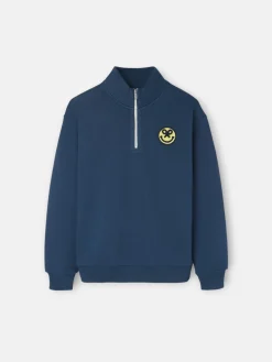 Sudadera kids media cremallera acid azul marino
