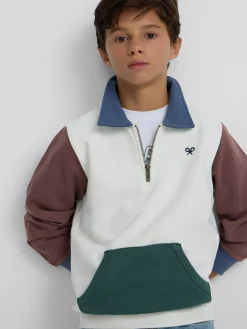 Sudadera kids media cremallera multicolor blanco