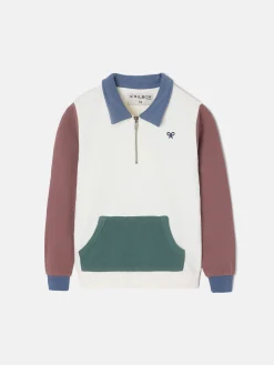Sudadera kids media cremallera multicolor blanco
