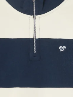 Sudadera media cremallera raya ancha marino