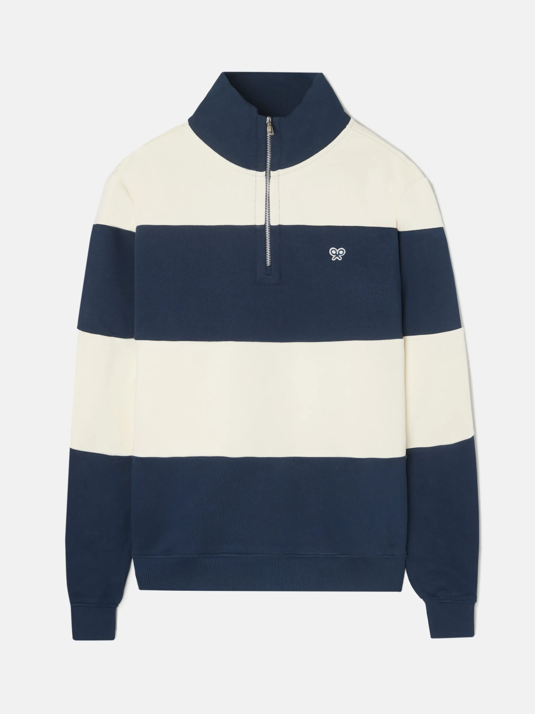 Sudadera media cremallera raya ancha marino