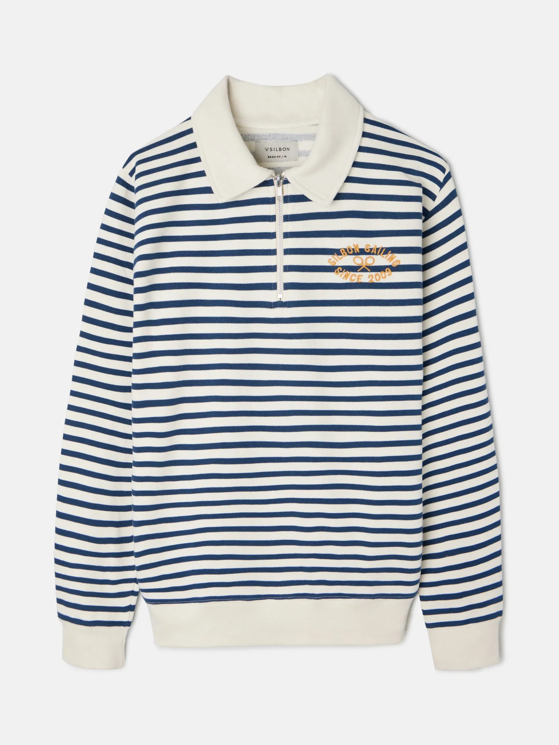 Sudadera media cremallera raya media azul marino