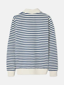 Sudadera media cremallera raya media azul marino