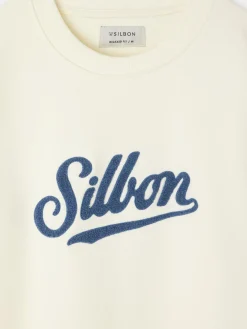 Sudadera relaxed fit retro crema