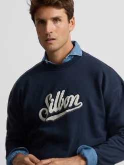 Sudadera relaxed fit retro azul marino