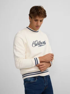 Sudadera retro lettering crema